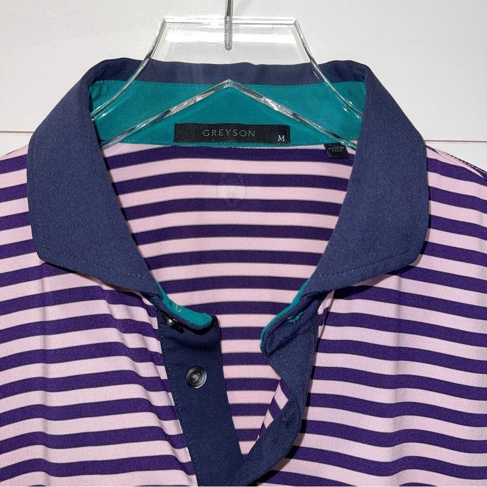Greyson Bixby Santa Ana Performance Striped Polo Shirt Mens Size Medium - Picture 4 of 7